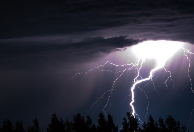 City with lightning in a dream City with lightning in a dream