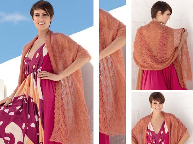 Knitting a beautiful stole with knitting needles