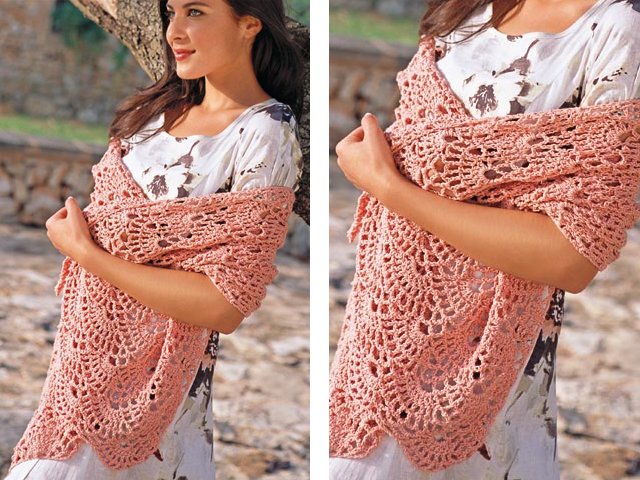 Knitting a beautiful stole with knitting needles