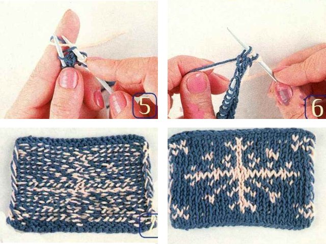 Knitting jacquard patterns: diagrams and description