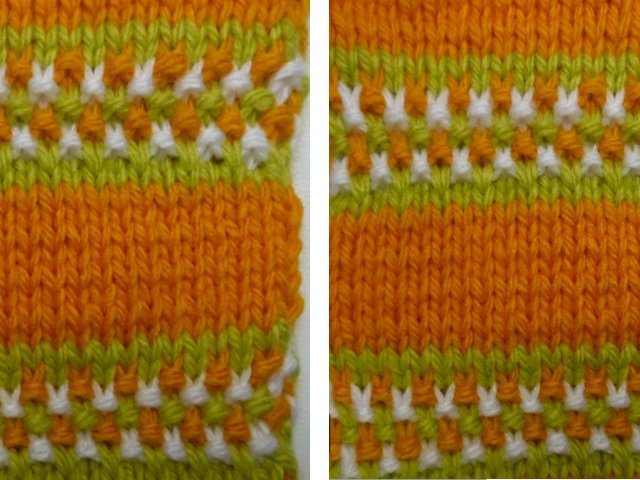 Knitting jacquard patterns: diagrams and description