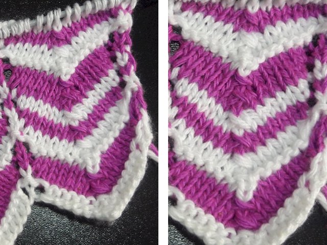 Knitting jacquard patterns: diagrams and description