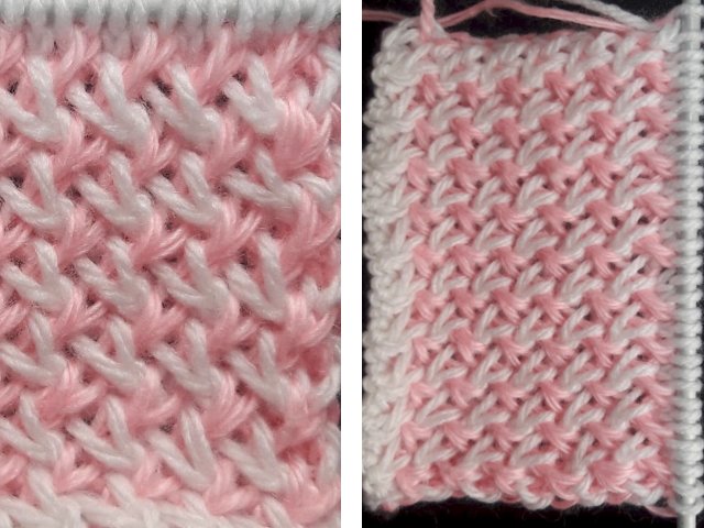 Knitting jacquard patterns: diagrams and description