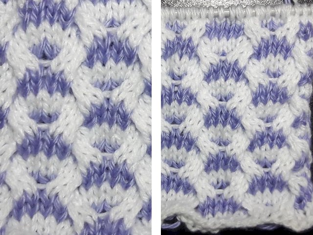 Knitting jacquard patterns: diagrams and description