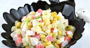 Light salad with cabbage and crab sticks