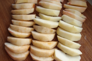 Apple pie with cottage cheese and candied fruit