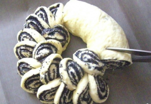 Pie with poppy grandmother's napkin
