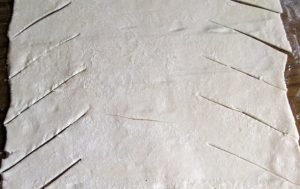 Puff pastry with mushrooms and potatoes