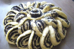 Pie with poppy grandmother's napkin