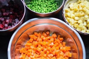 Beetroot salad with beef and mayonnaise