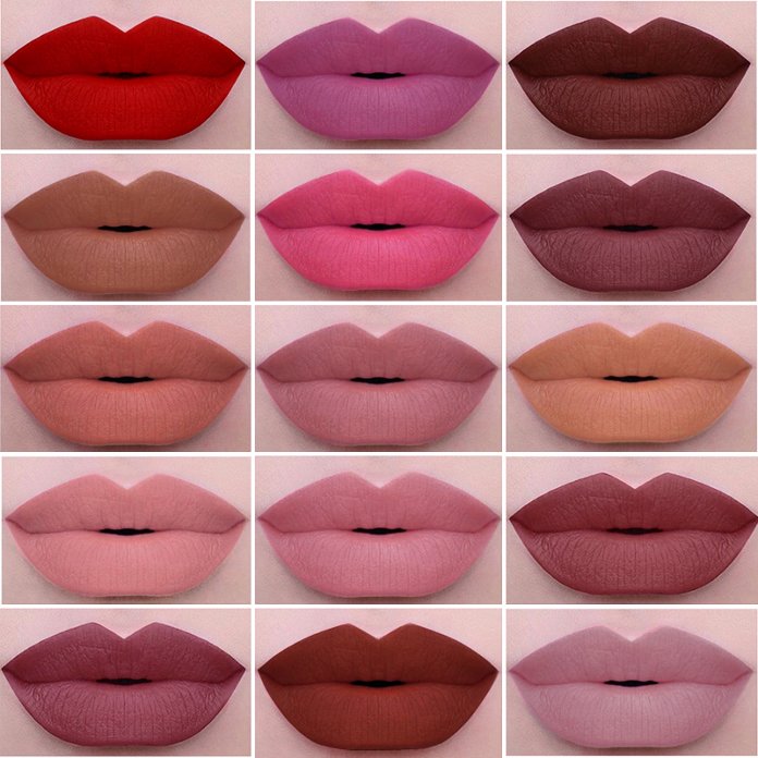 Palette of matte lipsticks for blond hair and brown eyes
