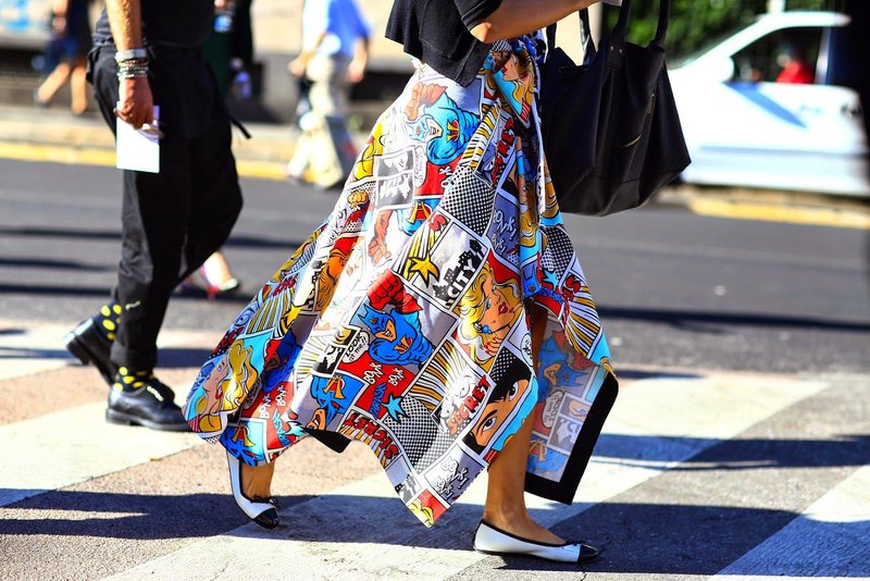 Bright Comic Print Long Skirt Bright Comic Print Long Skirt