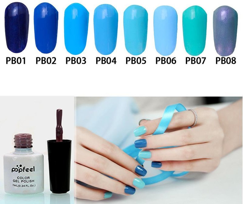 Options for blue gel polish Different options for blue gel polish