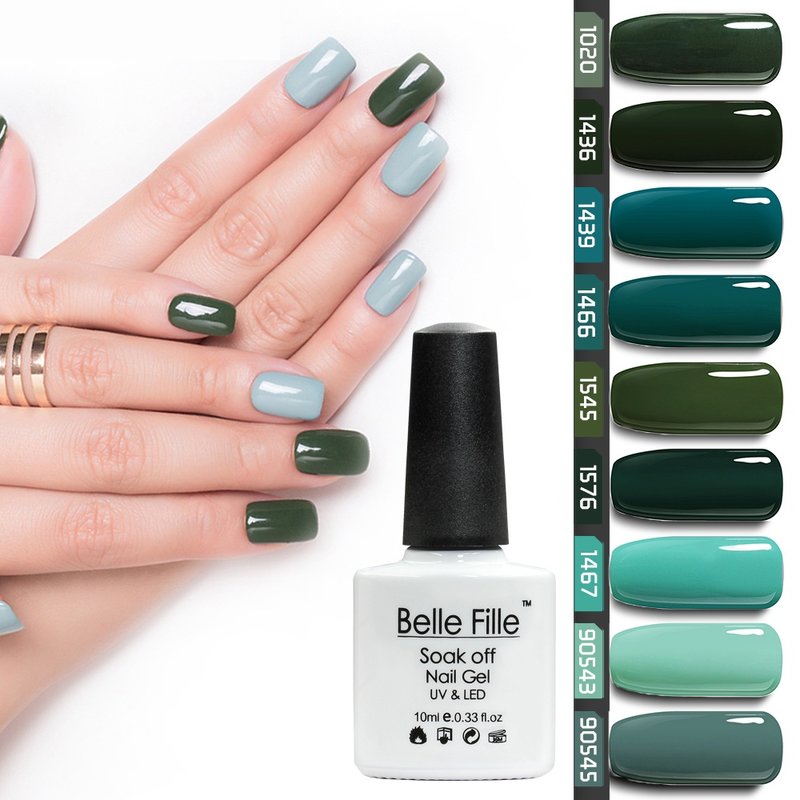 Options for green gel polish Different options for green gel polish