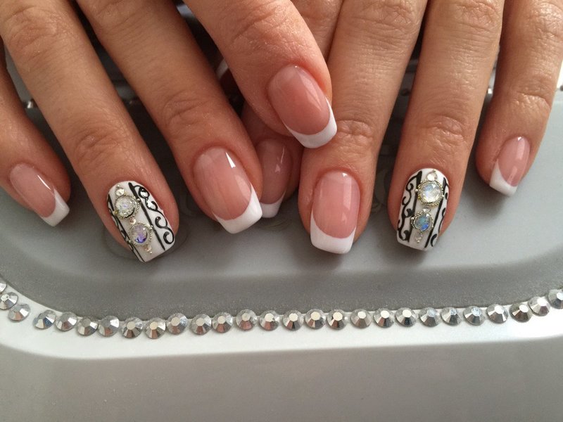 Minimalism with rhinestones in french style French minimalism