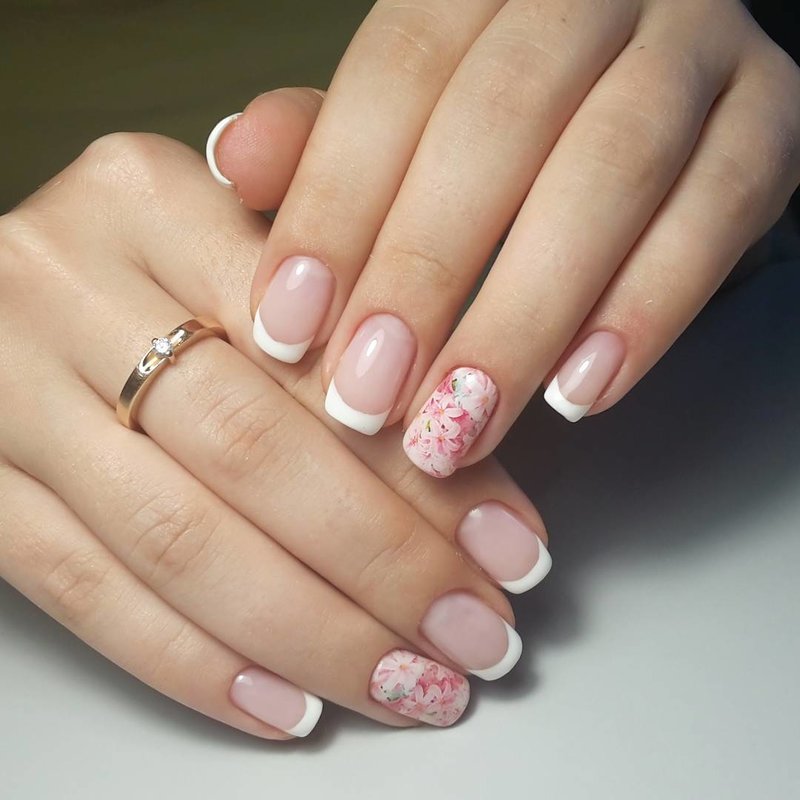 French manicure with shellac with color print French manicure with shellac with color print