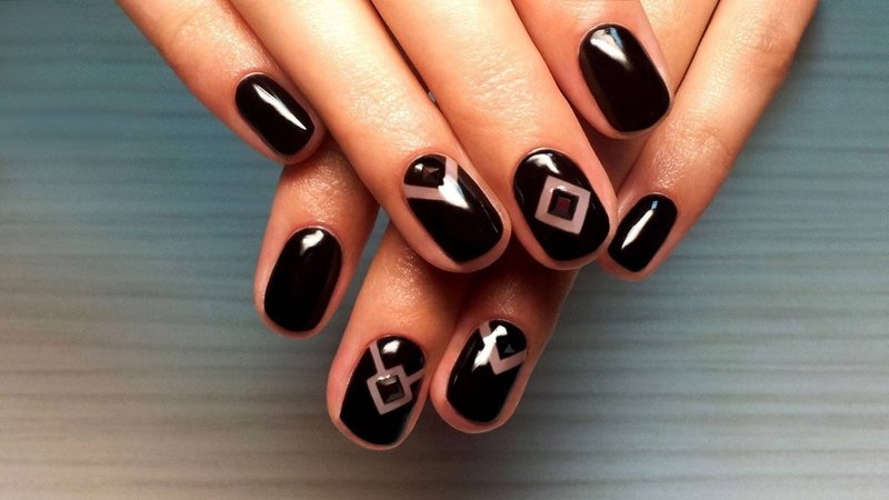 Manicure with geometric shapes. Geometric gel polish