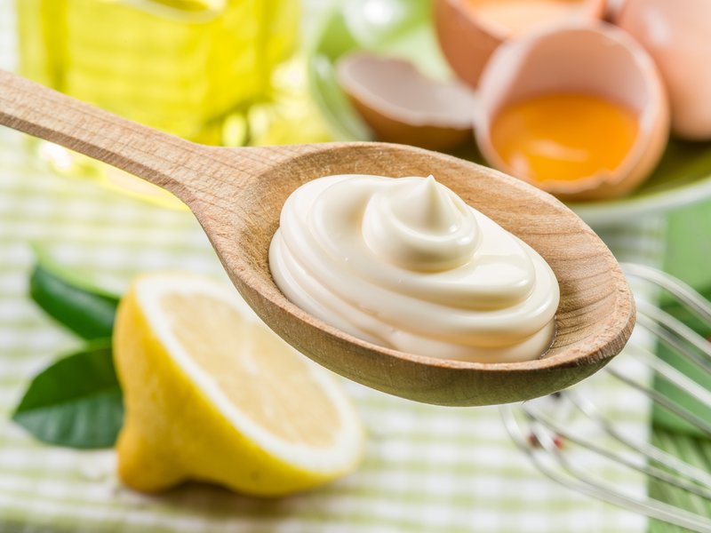 A spoonful of homemade mayonnaise