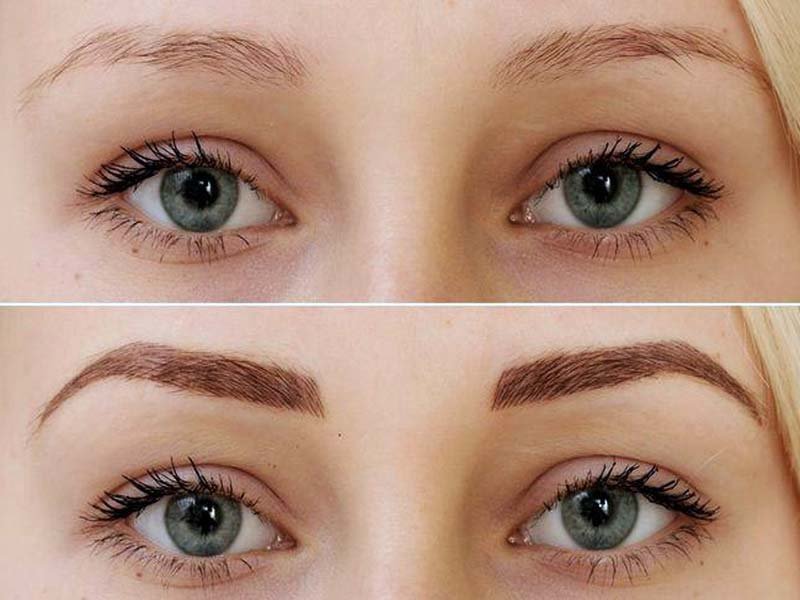 Tattooing with a hair method before and after Tattooing with a hair method before and after