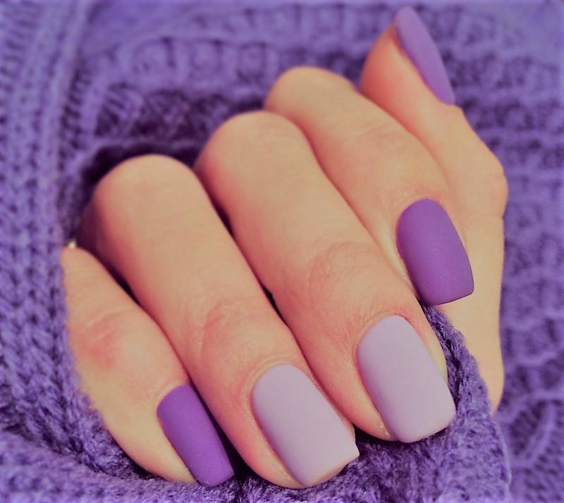 Lilac-violet matte coating of nails Lilac-violet matte coating of nails