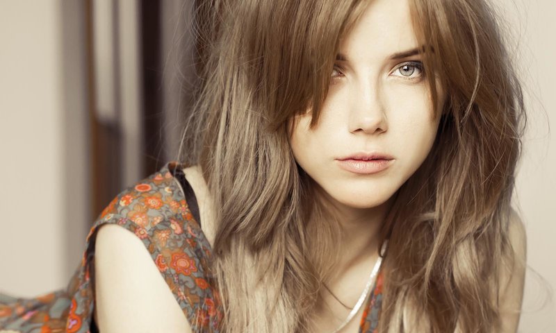 Girl with a long bang