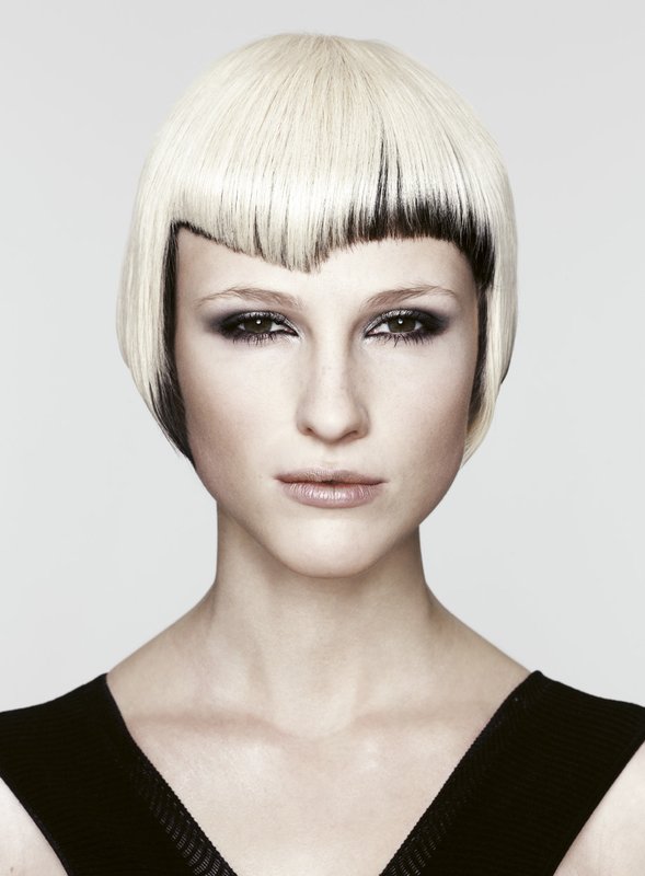 Girl with corner curly bangs