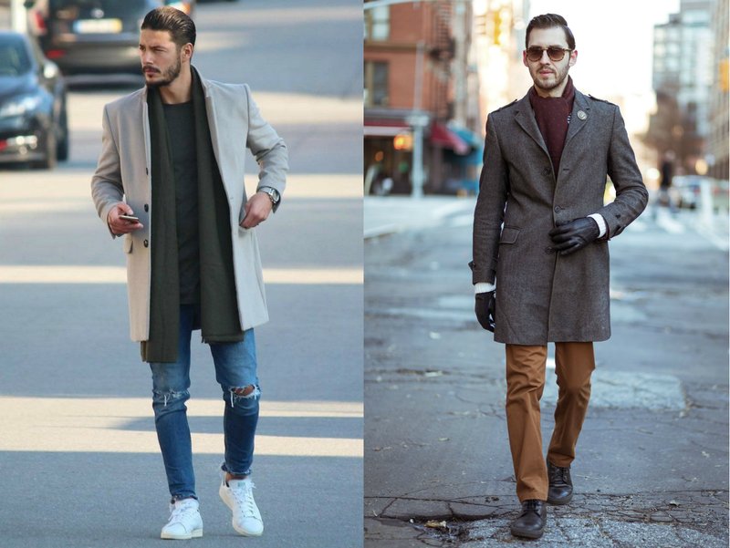 Fashionable men`s images with a scarf Fashionable men`s images with a scarf