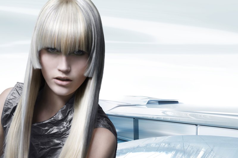 Girl with curly bangs