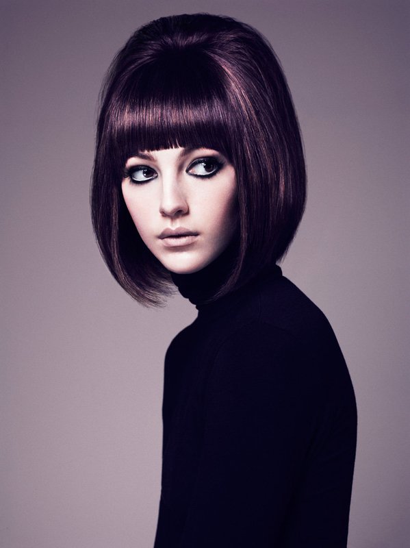 Girl with a bob and curved bangs