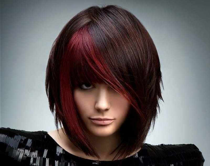 Girl with asymmetric bangs