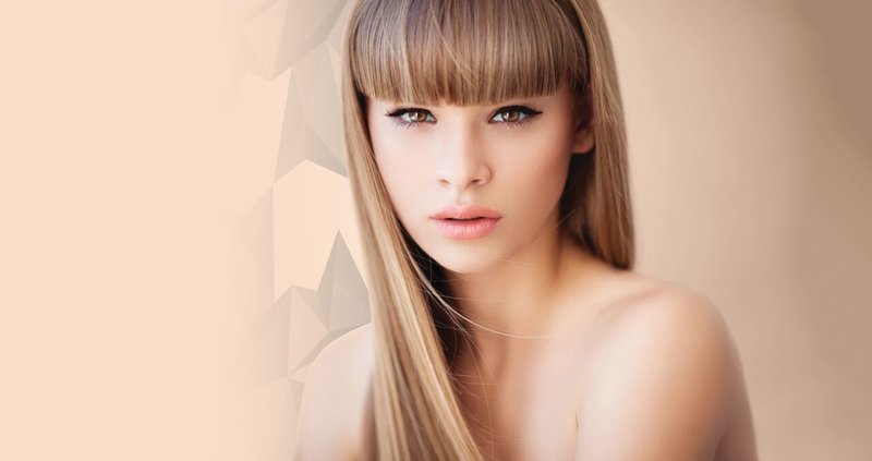 Blonde with a straight bang