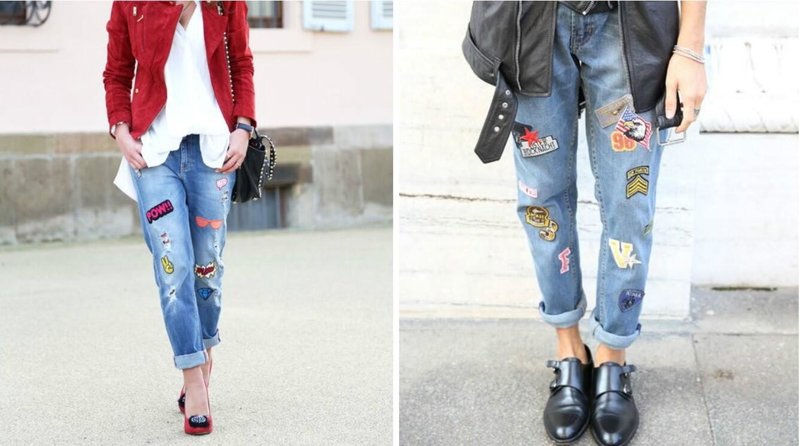 Fashionable jeans with patches Fashionable jeans with patches