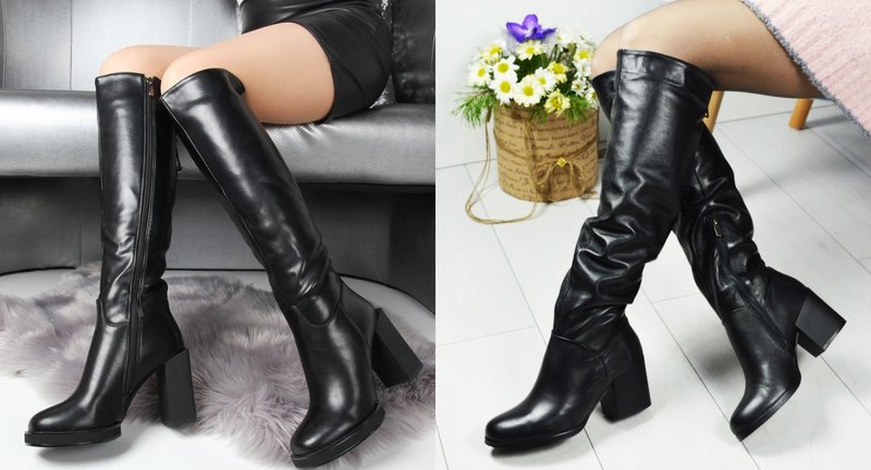 Wide Heel Knee High Boots