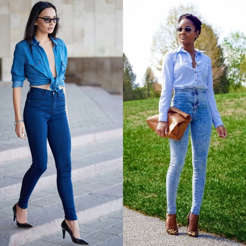 Girls in high waist jeans Girls in high waist jeans