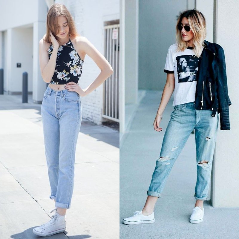 Stylish girls in fashionable jeans Stylish girls in fashionable jeans
