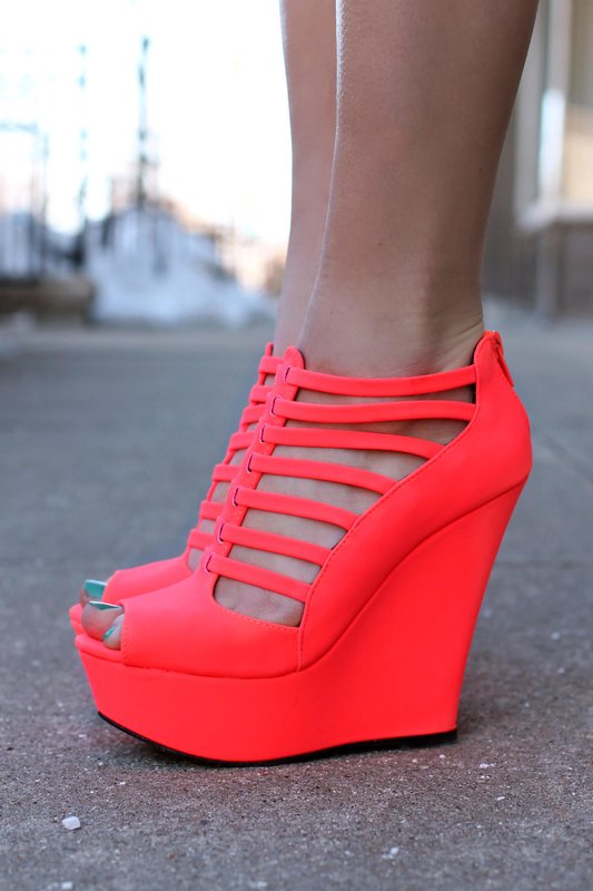 Girl in wedge sandals