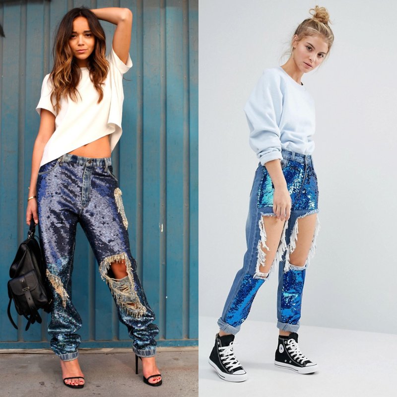 Jeans sequin decoration: stylish looks Jeans sequin decoration: stylish looks
