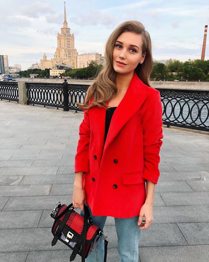 Christina Asmus in a red jacket