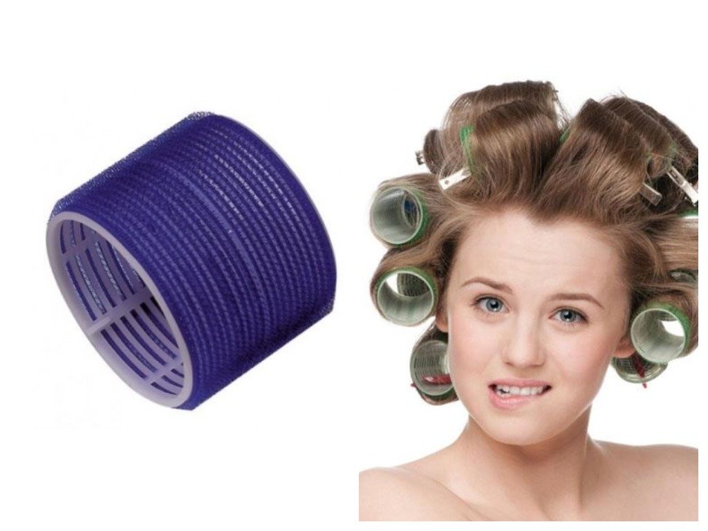 Curling hair with curlers with Velcro Curling hair with curlers with Velcro
